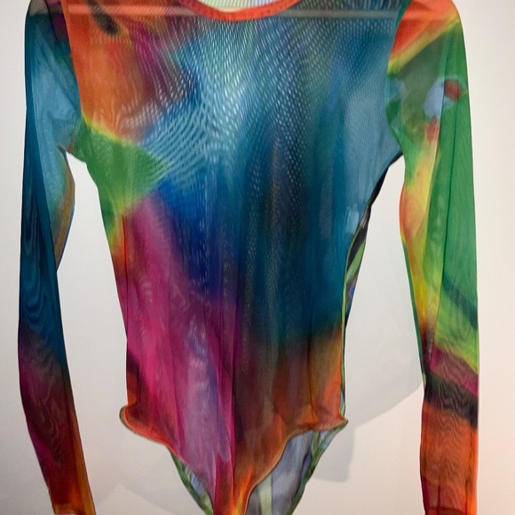 Zara Multicolor Mesh Bodysuit – Women’s Medium / M, Sheer Party Top - Picture 5 of 6